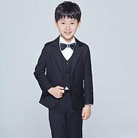 Cotton Ring Bearer Suit - Five-piece Suit Pieces Includes Jacket / Shirt / Vest / Pants / Bow Tie