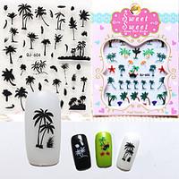 coconut trees island style 3d nail stickers water transfer nail art de ...