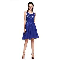 cocktail party dress a line bateau knee length chiffon with appliques