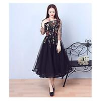 cocktail party prom dress little black dress a line jewel tea length t ...