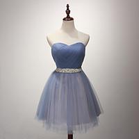 cocktail party dress ball gown strapless short mini satin tulle with s ...