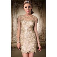 cocktail party dress a line jewel knee length lace with lace