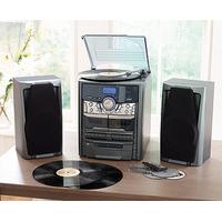 Compact Music System with Turntable, Radio, Cassette and CD Player