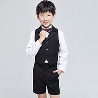 Cotton Ring Bearer Suit - Four-piece Suit Pieces Includes Shirt / Vest / Pants / Bow Tie