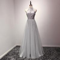 Cocktail Party / Formal Evening Dress A-line Jewel Floor-length Organza with Crystal Detailing