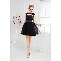 Cocktail Party Dress Ball Gown Scoop Short / Mini Tulle with Beading