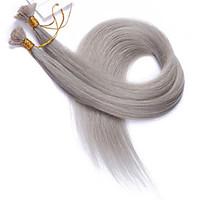 Color #Grey Flat Tip Hair Extensions 10A Best Quality Peruvian Remy Human Hair Keratin Fusion Hair Extensions Gray Nail Tip Hair 100 Strands 1g/Strand