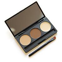 Cosmetic Makeup Kit 3 Colors Eyebrow Powder Eye Brow Palette with Brush Mirror