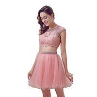 cocktail party dress ball gown jewel knee length tulle with beading la ...