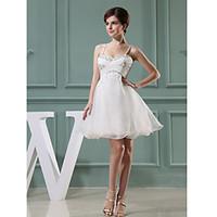 Cocktail Party Prom Dress - Sparkle Shine A-line Spaghetti Straps Short / Mini Chiffon Organza with Beading Side Draping