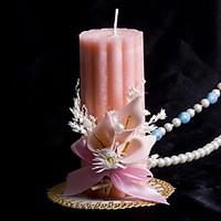 Colorful Candle With Flowers Coral Wedding