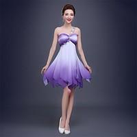 cocktail party dress a line one shoulder knee length chiffon with crys ...