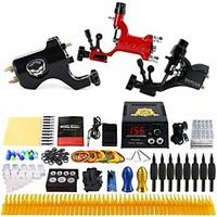 Complete Tattoo Kit 3 Pro Rotary Tattoo Machine Power Supply Foot Pedal Needles Grips Tips TK355