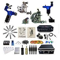 Complete Tattoo Kit 4 Machines SDragon Dual Digital LED Power Supply Liner Shader