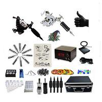 Complete Tattoo Kit G2A2A10P 2 rotary machines liner shader Lion LED power supply Ink Cups