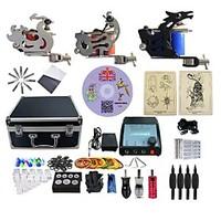 Complete Tattoo Kit 3 G3A6A11A4 Machines Liner Shader Dual LED Power Supply