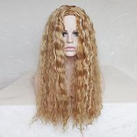 COS Wig Points in Small Volume 28 Inch Light Golden Brown Curly Hair Wig Polyester Dyeing