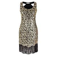 Cocktail Party Dress - Sexy Sparkle Shine Sheath / Column V-neck Asymmetrical Polyester with Sequins