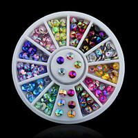 Colorful Sharp Crystal AB 3d Nail Rhinestone Wheel Shiny Glitter Nail Art Tips Decoration Tools