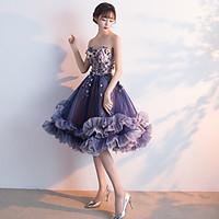 Cocktail Party Dress Ball Gown Sweetheart Knee-length Tulle with Appliques