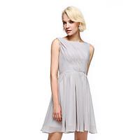 cocktail party dress a line jewel knee length chiffon with side drapin ...