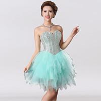 Cocktail Party Dress - Sparkle Shine Ball Gown Sweetheart Knee-length Tulle with Beading Sequins