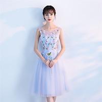 cocktail party dress a line scoop tea length tulle with appliques bead ...