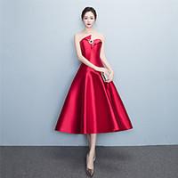 Cocktail Party Dress - Sexy A-line Sweetheart Tea-length Jersey with Crystal Detailing