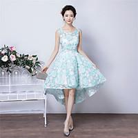 Cocktail Party Dress - Pattern Dress Ball Gown Jewel Asymmetrical Lace with Lace