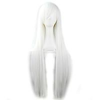Cos Anime Bright Colored Wigs White Long Straight Hair Wig 80 cm