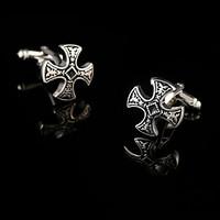 Court Retro Shirt Cufflinks for Mens Gift Brand Vintage Cuffs Buttons Iron Cross Cuff links Black Good Quality Man Acc Jewelry