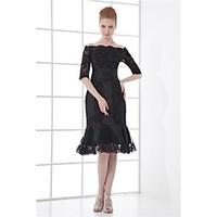 cocktail party dress a line off the shoulder knee length satin with ap ...