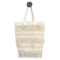 Cotton Fringed Bag with Gold Embroidery