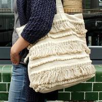 Cotton Fringed Bag, Cream