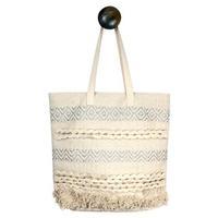 Cotton Bag with Silver Embroidery, Cream