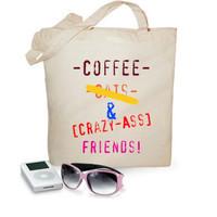 coffee cats crazya friends tote bag 100 cotton