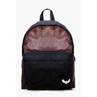 Contrast Panel Canvas Backpack - burgundy