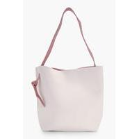 Contrast Handle Shopper - white