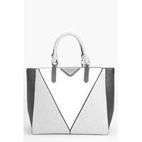 Colour Block Structured Day Bag - grey