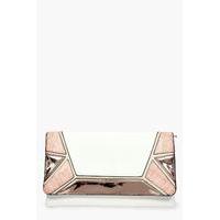 Colourblock Metallic Clutch Bag - white