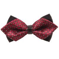 Covert Checks Burgundy Diamond Tip Bow Tie