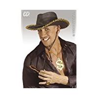 Cowboy Black L/look Withleopard Trim Cowboy Wild West Hats Caps & Headwear For