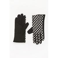 Contrast Heart Trim Gloves