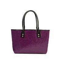 Contrasted Handle Faux Leather Shopper Bag