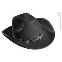 Cowboy Felt Withstrass Band - Black Cowboy Wild West Hats Caps & Headwear For