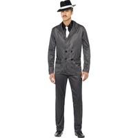 Cool Gangster Black Pinstriped Suit Mens 1920s Fancy Dress Party Costume Outfit