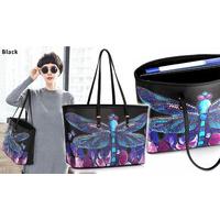 colourful dragonflies print tote shoulder bag