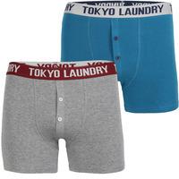 Consort Boxer Shorts Set in Mid Grey Marl / Kingfisher Blue  Tokyo Laundry