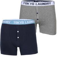 Consort Boxer Shorts Set in Mid Grey Marl / Midnight Blue  Tokyo Laundry