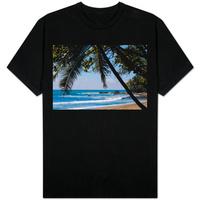 Costa Rica Beach with Tropical Palm Tree Photo